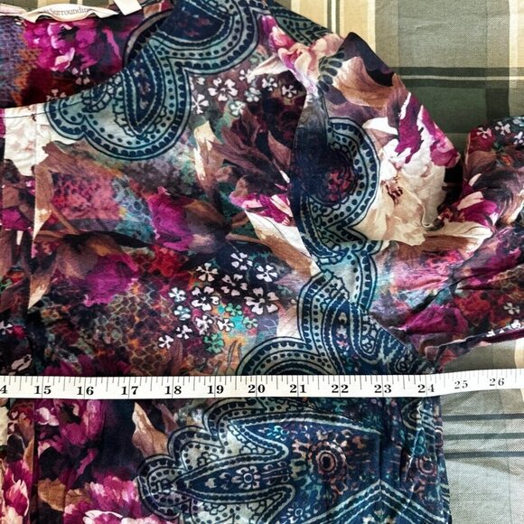 Soft Surroundings Blouse Top Womens 1X Purple Pleated Floral Cottagecore Boho - Picture 11 of 12